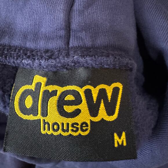 Drew House Justin Bieber Smiley Blue Yellow Pullover Hoodie Men's Medium - Picture 4 of 11